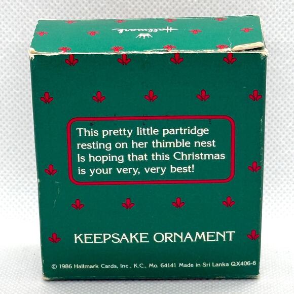 1986 Hallmark Thimble Partridge #9 Ornament Collector’s Series Miniature MIB - Picture 2 of 6